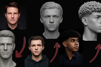 sculpt realistic 3d head 3d bust model, 3d face fully body model for 3d printing