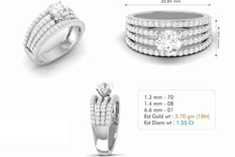 model custom diamond engagement and wedding ring 3d cad jewelry design, rhino 3d