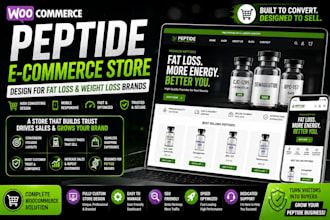 design a high converting woocommerce store for fat loss and weight loss peptides