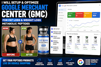 set up google merchant center for weight loss and fat loss peptide products