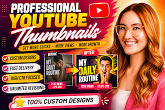 design you professional you tube thumbnails for any niche