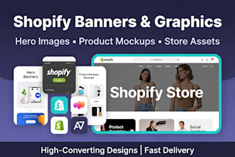 design high converting shopify banners hero images and product mockups