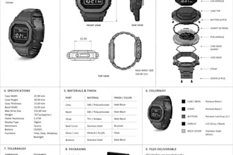 create precise manufacturer ready watch cad drawings with a detailed tech pack