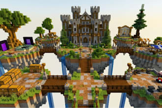 build custom minecraft skyblock hubs spawns map and server build