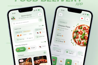food delivery app, gym app UI UX design and clickable figma prototype