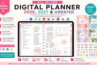 etsy digital planner, hyperlinked planner, etsy digital product, canva ebook