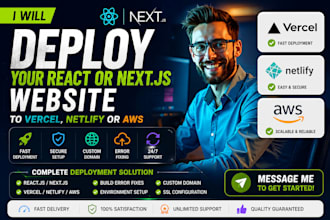 deploy your react or nextjs website to netlify, vercel or AWS