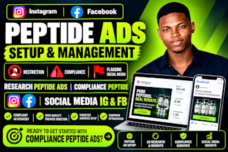 solve peptide ads, research peptide ads, compliance ig, fb, google peptide ads
