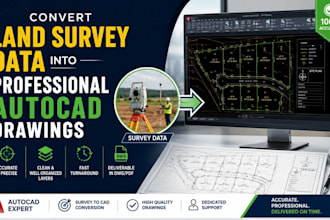 convert land survey data into professional autocad drawings