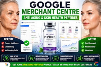 set up google merchant centre for anti aging and skin health peptide store