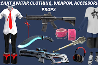do a custom 3d clothing vrchat outfit accessories props weapons armor assets