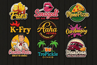 do restaurant, fastfood, BBQ, food truck and 3d food logo design