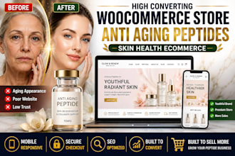 design a high converting woocommerce store anti aging and skin health peptide