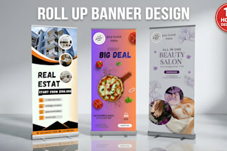 design amazing roll up banner, retractable, popup and pullup banner
