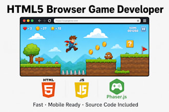 create an html5 webgl browser game in javasceipt or phaser