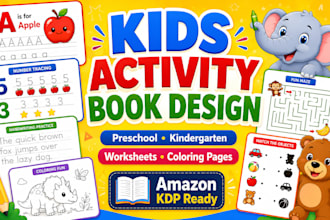 create kindergarten preschool kids activity book worksheets