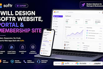design softr website, softr client portal, membership site and web app