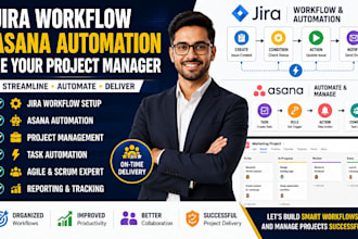 prepare jira workflow, asana automation and be your project manager