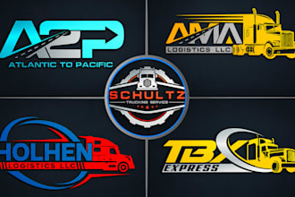 design trucking logistics dispatching transport towing hauling logo in 24 hour