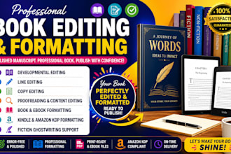 book formatting, ebook formatting, book editing, and amazon KDP formatting