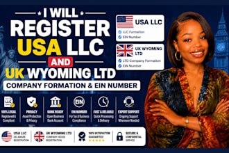 register USA llc, wyoming ltd company formation, and ein business registration