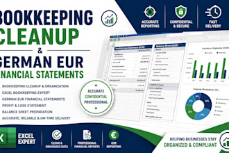 clean up bookkeeping excel and prepare german eur financial statements