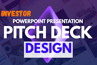 design or redesign pitch deck, investor pitch deck, and powerpoint presentation