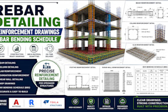 do rebar detailing, reinforcement drawings and bar bending schedule