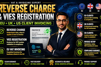 handle reverse charge, vies registration, eu UK US client vat invoicing