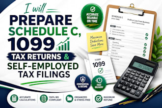 prepare schedule c, 1099 tax returns and self employed tax filings