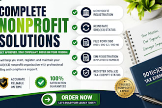 do nonprofit registration, reinstate 501c3, file form 990, ein, register 501c3