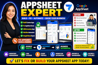 fix, build appsheet app inventory CRM workflow business automation google sheet