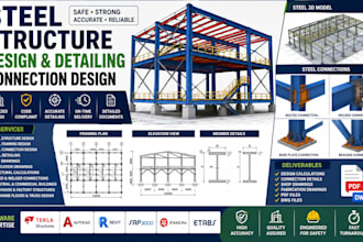 do steel structure design, steel detailing and connection design