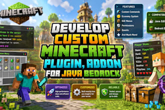develop custom minecraft plugin, addon for java bedrock