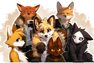 cute furry stickers, furry pfp icons, furry oc art and kemono character illustra