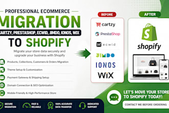 setup cartzy prestashop ecwid jimdo ionos wix to shopify ecommerce migration