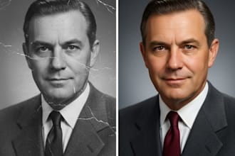 expertly restore old damaged photos, fix blurry pictures, and colorize using ai