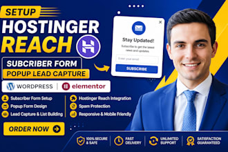 setup hostinger reach subcriber form popup lead capture wordpress elementor
