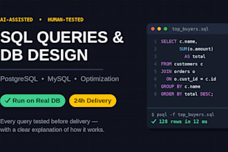 be your sql and database expert for queries, design, and optimization