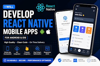 develop a react native mobile app for android and ios