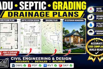 design adu, garage conversion, septic and grading plans shop drawings california