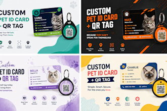 design cat identity card with qr code tag