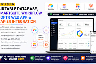 build airtable database, smartsuite CRM and softr client portal