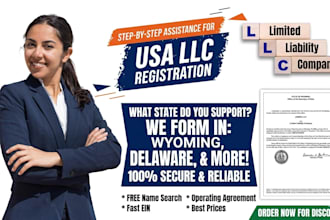 do USA llc registration, wyoming llc formation, ein, delaware business setup