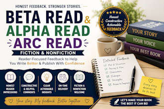 beta read, alpha read and arc read your fiction and nonfiction writing