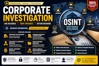perform corporate investigation, due diligence, and osint research