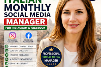 be your italian monthly social media manager for instagram ,facebook