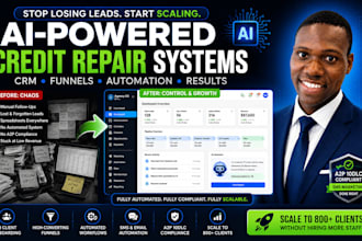 build ai powered CRM, funnels and automation system for credit repair agencies