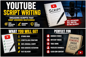 write engaging youtube scripts for faceless channels