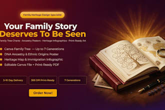 design family tree genealogy chart, dna and ancestry heritage poster on canva